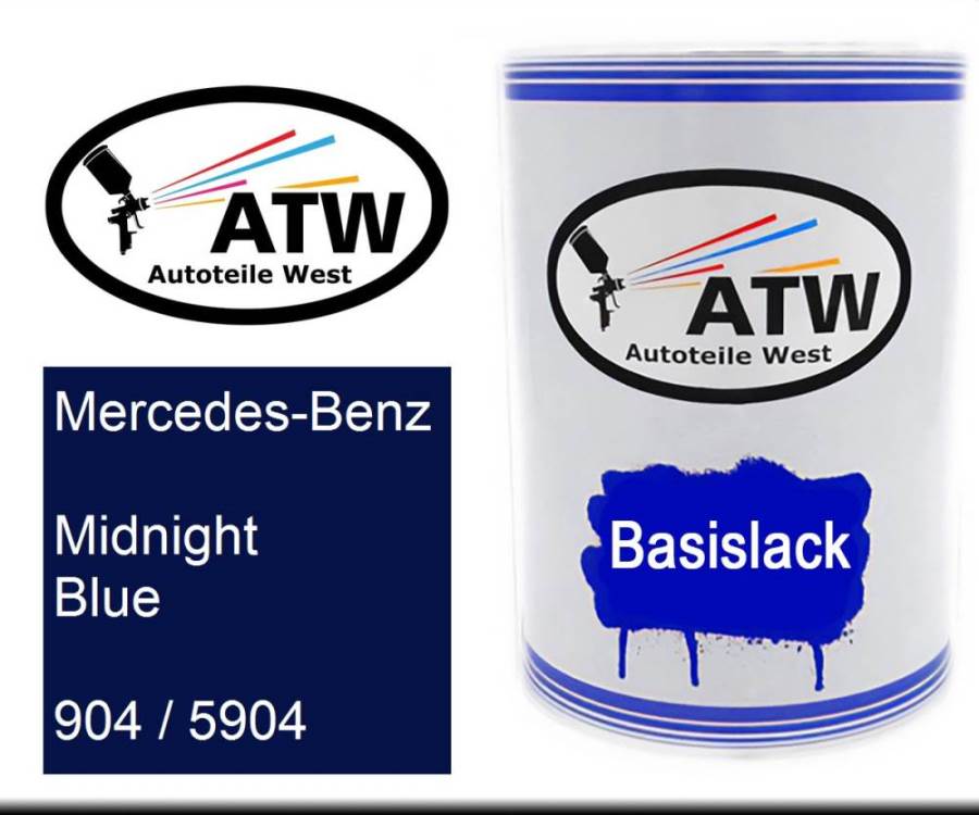 Mercedes-Benz, Midnight Blue, 904 / 5904: 500ml Lackdose, von ATW Autoteile West.